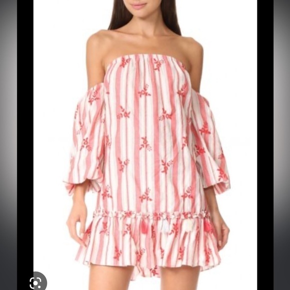 Misa Los Angeles coral floral acel off the shoulder mini dress - Picture 2 of 9